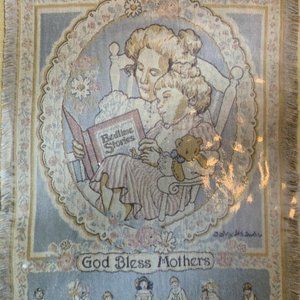 NEW JC Penney God Bless Mothers Throw 46'' x 68'' Color Forum USA Cotton Pastel